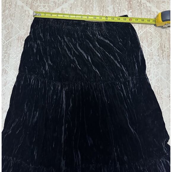 Double D Ranch M Blackhill Crushed Velvet Maxi Flowy Western Cowgirl Goth Skirt - Picture 7 of 8